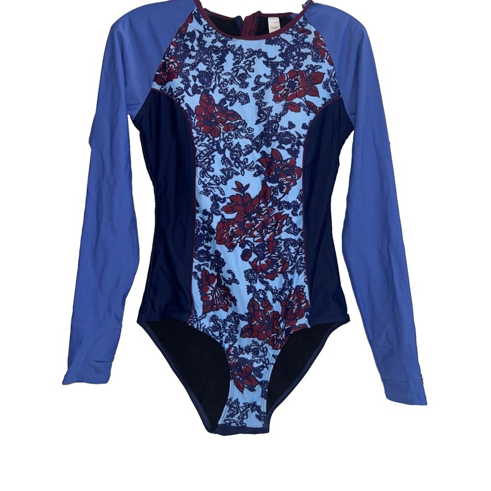 Coolibar UPF 50+ Women’s One-Piece FSwimsuit size M Rashguard Tassel Zipper